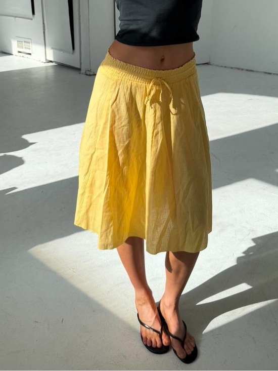 LOFT Dresses & Skirts - Flowy Yellow A-Line Cotton Midi Skirt